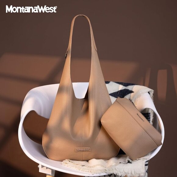 Women Elegance Khaki Imported Vegan Leather Soft Foldable Shoulder Slouchy Bag - Picture 7 of 9